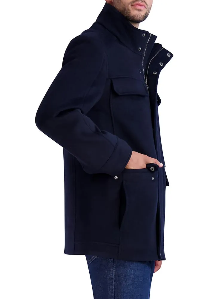 Melton Wool-Blend Multipocket Field Coat