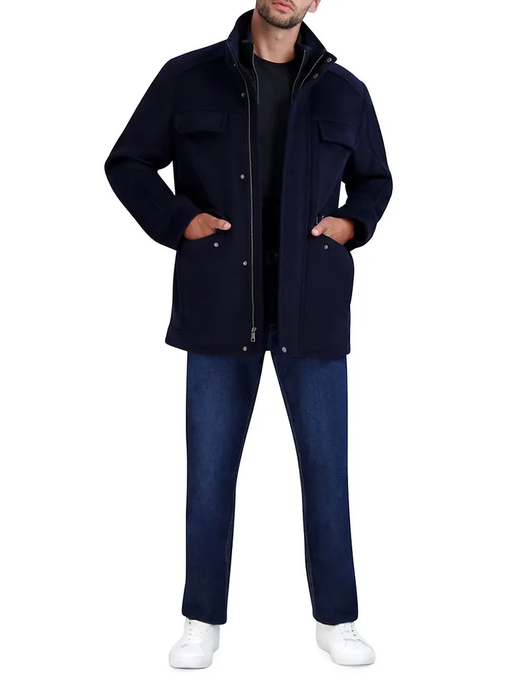 Melton Wool-Blend Multipocket Field Coat