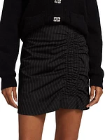 Pin-Striped Stretch Twill Miniskirt