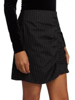 Pin-Striped Stretch Twill Miniskirt