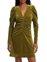 Ruched Velvet Jersey Minidress