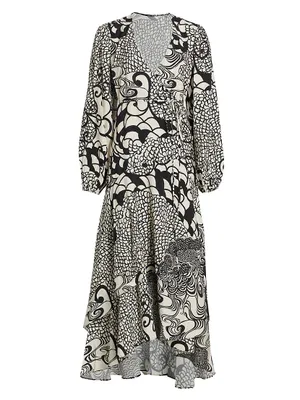 Zarela Printed Wrap Dress