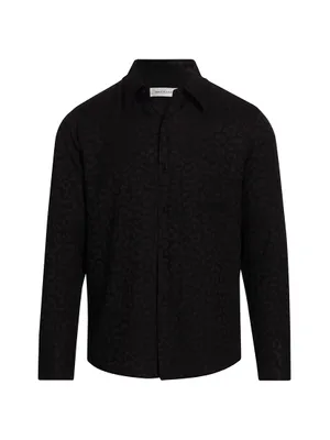 Classic Tonal Leopard Button-Front Shirt