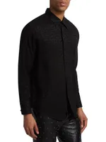 Classic Tonal Leopard Button-Front Shirt