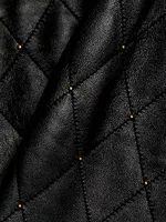 Studded Quilted Flare Leather Trousers