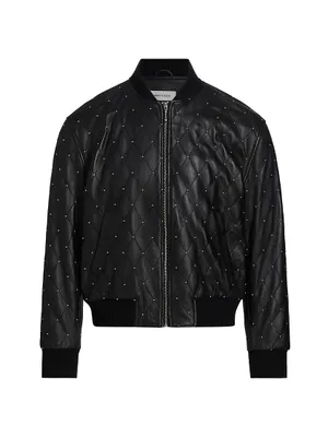 Studded Quilted Bomber Jacket