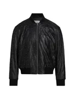 Studded Quilted Bomber Jacket