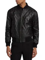 Studded Quilted Bomber Jacket