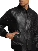 Studded Quilted Bomber Jacket