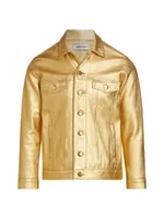 Metallic Leather Trucker Jacket