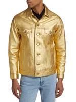 Metallic Leather Trucker Jacket