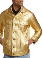 Metallic Leather Trucker Jacket