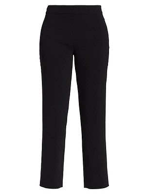 Stretch Crepe Straight-Leg Pants