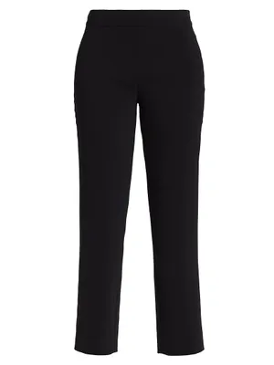 Stretch Crepe Straight-Leg Pants