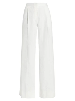 High-Rise Pleated Wide-Leg Jeans