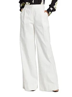 High-Rise Pleated Wide-Leg Jeans