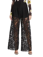 Corded Lace Straight-Leg Pants