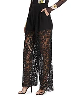 Corded Lace Straight-Leg Pants