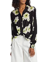 Floral Silk Twist-Front Shirt