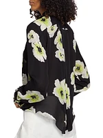 Floral Silk Twist-Front Shirt