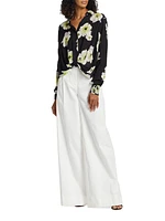 Floral Silk Twist-Front Shirt