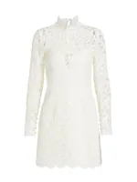 Long-Sleeve Embroidered Lace Minidress