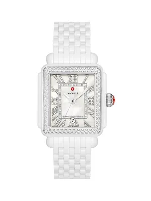 Deco Madison Ceramic & 0.86 TCW Diamond Bracelet Watch/33MM x 35MM