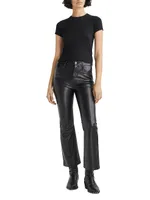 Casey Faux-Leather Cropped Flare Pants