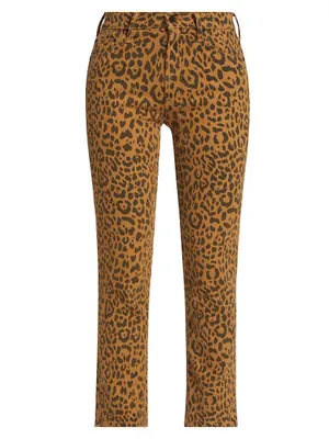 The Rider Leopard Mid-Rise Crop Jeans