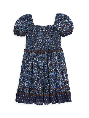 Little Girl's & Girl's Smocked Puff-Sleeve Dress