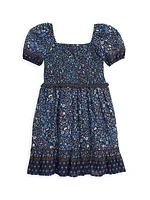 Little Girl's & Girl's Smocked Puff-Sleeve Dress