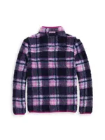 Little Girl's & Girl's Plaid Sherpa Fleece Jacket