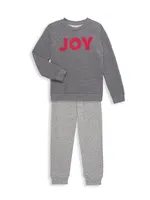 Little Girl's & 'Joy' Crewneck Sweatshirt