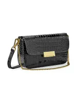 Edie Crocodile-Embossed Leather Shoulder Bag