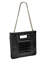 Willa Crocodile-Embossed Leather Clutch-On-Chain