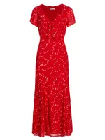 Talleen Floral Tie-Neck Midi-Dress