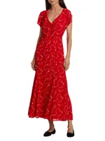 Talleen Floral Tie-Neck Midi-Dress