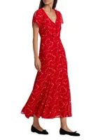 Talleen Floral Tie-Neck Midi-Dress