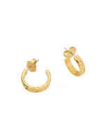 Goldtone & Cubic Zirconia Huggie Hoop Earrings