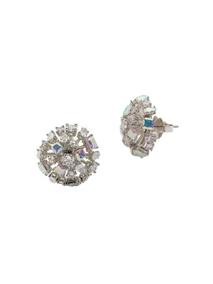 Silvertone & Cubic Zirconia Cluster Stud Earrings