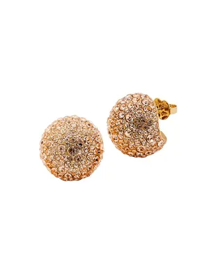 Fit For A Queen Dome Goldtone & Cubic Zirconia Huggie Studs