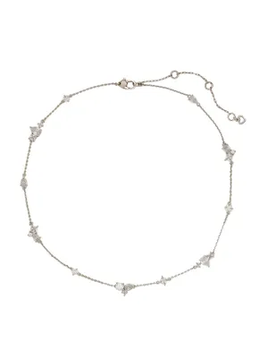 Silvertone & Cubic Zirconia Scattered Station Necklace