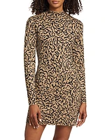 Abstract Mock Turtleneck Sweaterdress