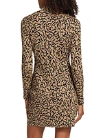 Abstract Mock Turtleneck Sweaterdress