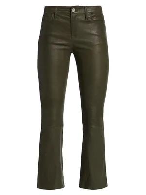 Le Crop Mini Leather Boot-Cut Pants