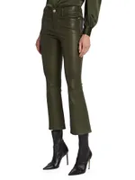 Le Crop Mini Leather Boot-Cut Pants