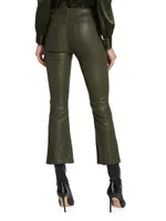 Le Crop Mini Leather Boot-Cut Pants