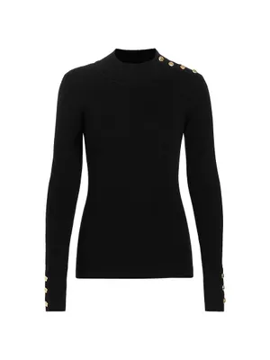 Naya Button-Detailed Rib-Knit Sweater