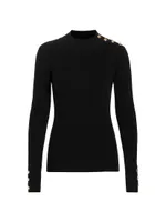 Naya Button-Detailed Rib-Knit Sweater