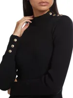 Naya Button-Detailed Rib-Knit Sweater